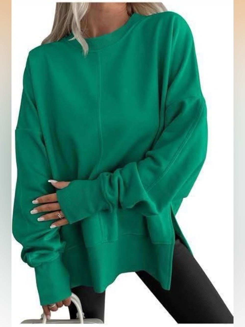 Emerald Green Oversized Crewneck Sweatshirt